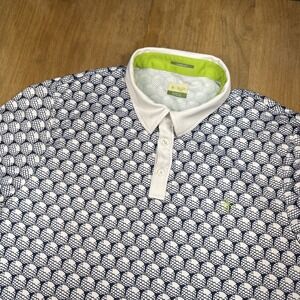 Penguin Munsingwear Short Sleeve Polo Golf Shirt Mens XL Blue Golf Ball Print